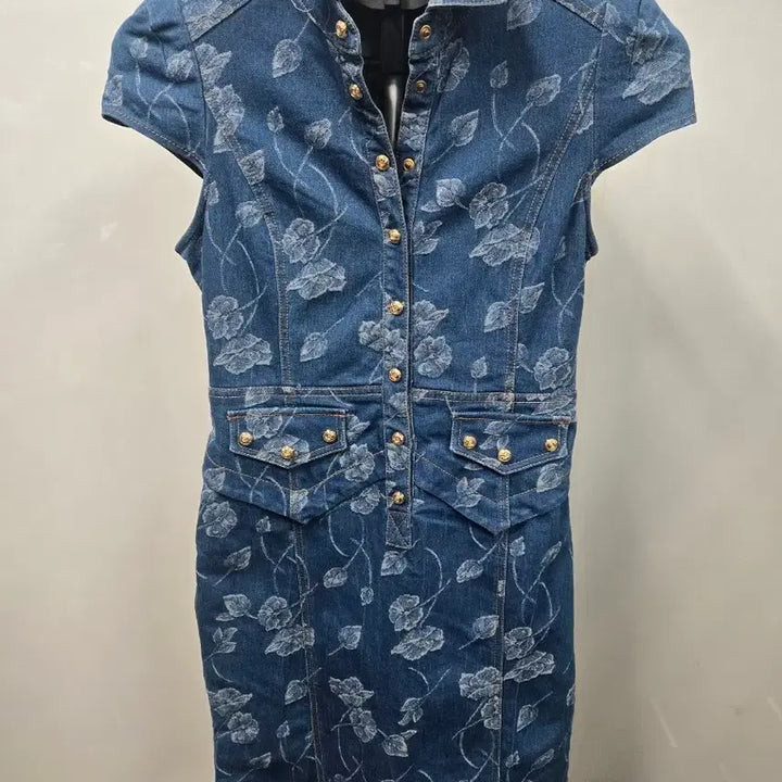 [BUNJANG] Egoist Floral Denim Dress / 에고이스트 꽃무늬 반팔 데님 원피스 66