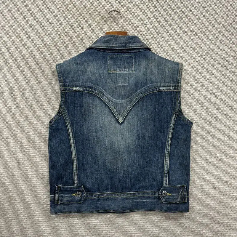 [BUNJANG] Vintage Two Pocket Washed Denim Vest S / 빈티지 투포켓 워싱 데님 조끼 베스트 S M10308