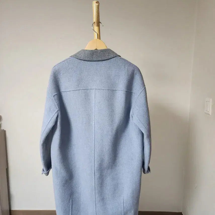 [BUNJANG] Olive Des Olive Sky Blue Color Block Coat / 올리브데올리브 하늘색 배색 코트 (55)