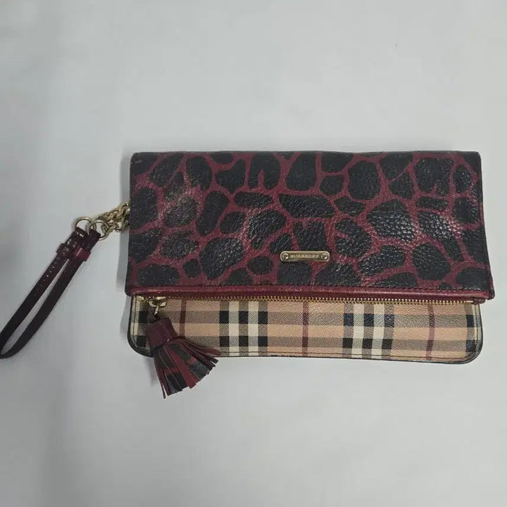 [BUNJANG] Burberry Check Leather Clutch / 버버리 체크 가죽 패턴 클러치 정품