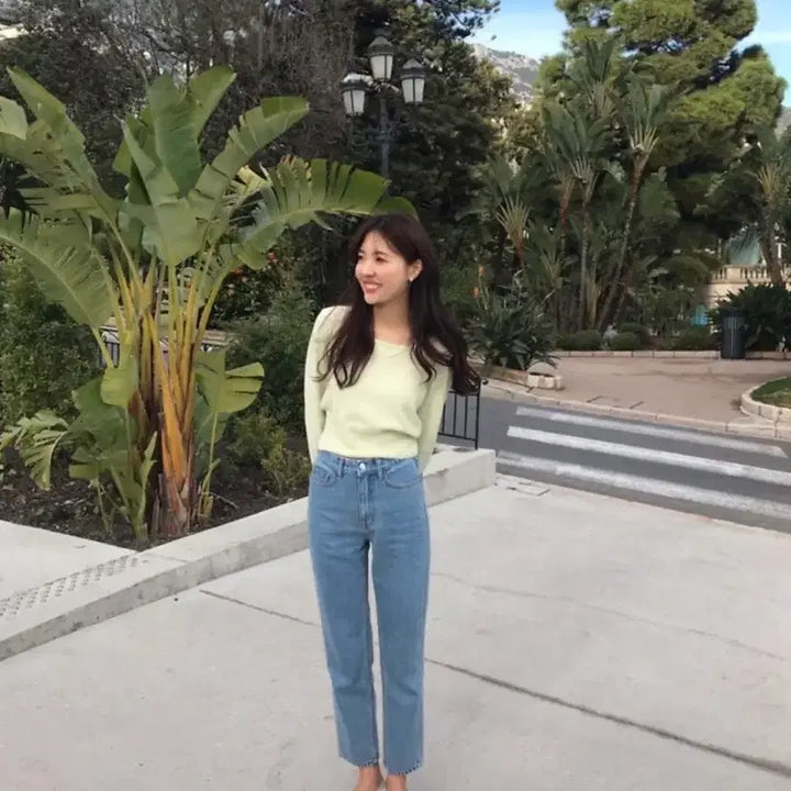 [BUNJANG] CODE:U Fine Knit - Lime / 코드유 파인니트(새상품)-라임색