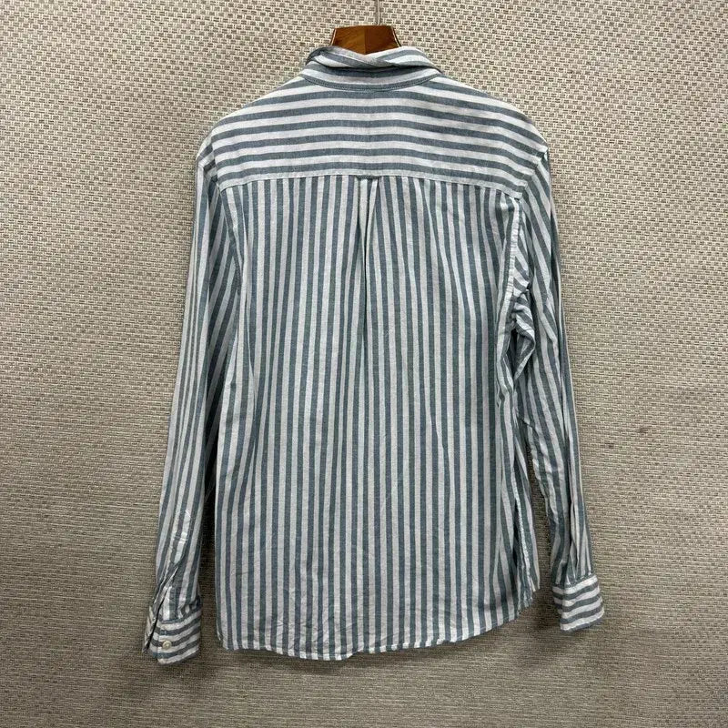 [BUNJANG] Giordano Linen Striped Casual Shirt / 지오다노 포켓 캐주얼 린넨 스트라이프 셔츠 L M10305