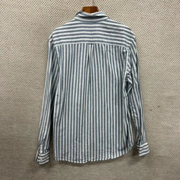 [BUNJANG] Giordano Linen Striped Casual Shirt / 지오다노 포켓 캐주얼 린넨 스트라이프 셔츠 L M10305
