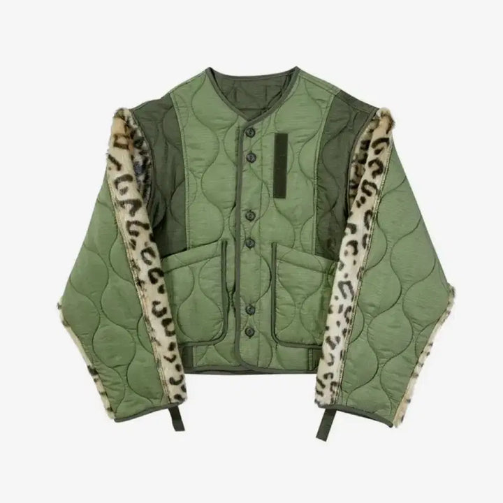 [BUNJANG] GORT Goat Padded Short Liner Jacket Khaki Leopard / GORT 고트 패딩 숏 라이너 자켓 카키 레오파드