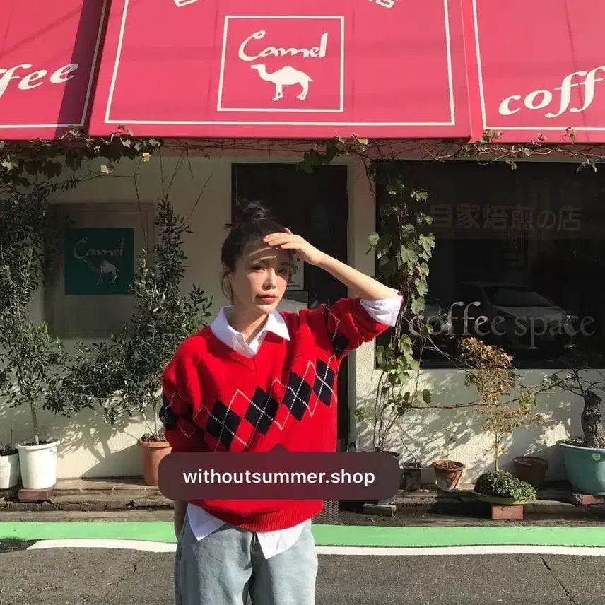 [BUNJANG] WITHOUT SUMMER Carol Argyle Knit / 위드아웃썸머 캐롤 아가일 니트