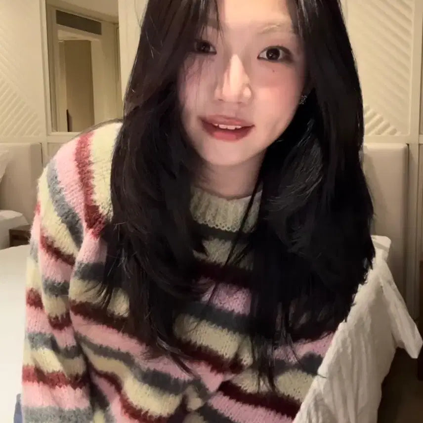 [BUNJANG] Sally &amp; Lyon Colorful Wool Knit Sweater / 셀리앤리옹 컬러풀 울 니트 핑크색상