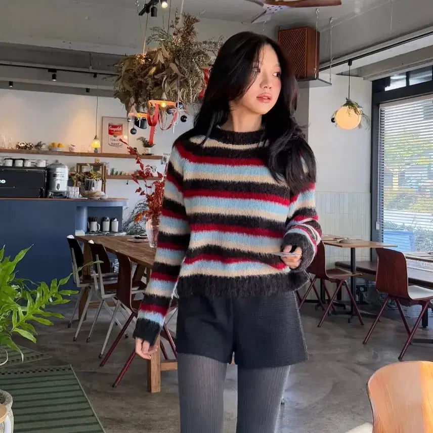 [BUNJANG] Sally &amp; Lyon Colorful Wool Knit Sweater / 셀리앤리옹 컬러풀 울 니트 핑크색상