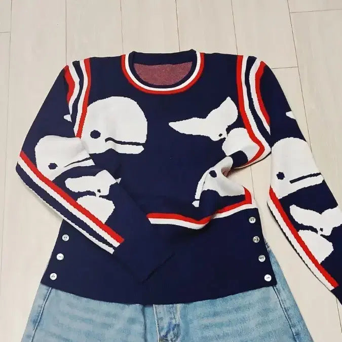 [BUNJANG] Whale Pattern Knit Sweater / 고래 패턴 니트