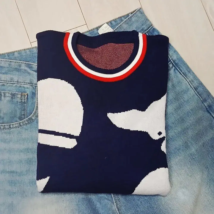 [BUNJANG] Whale Pattern Knit Sweater / 고래 패턴 니트