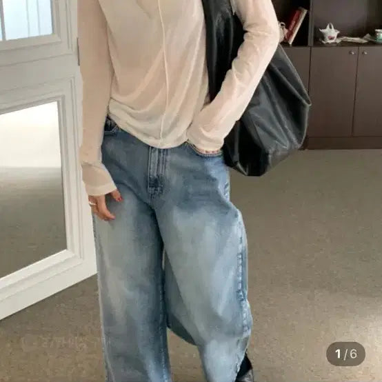 [BUNJANG] Top Sheer Layered Tencel T-shirt / *top 시스루 절개 레이어드 텐셀 티셔츠