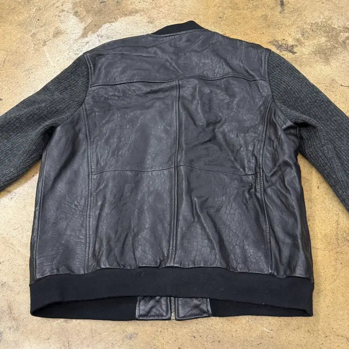 [BUNJANG] LANCCI Leather Knit Color Block Jumper / [정품] LANCCI 란찌 가죽 니트 배색 점퍼