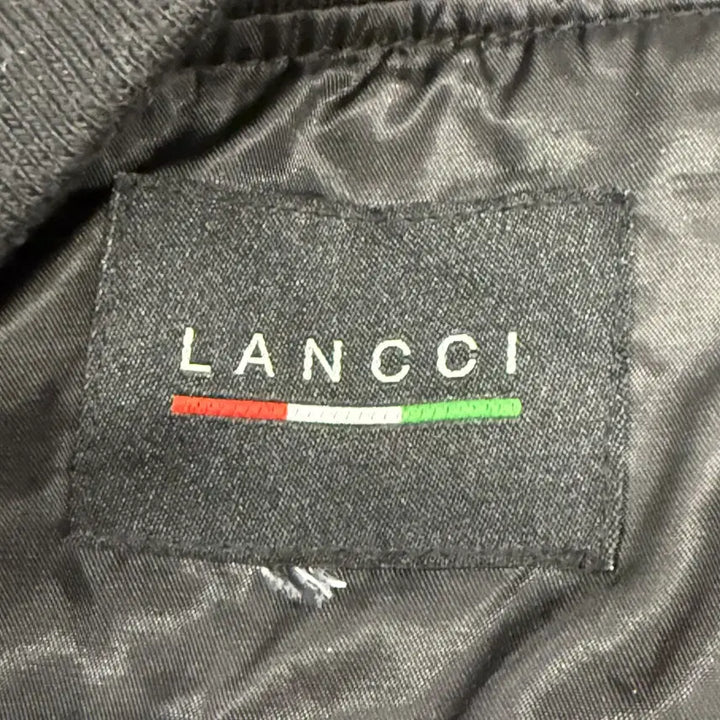 [BUNJANG] LANCCI Leather Knit Color Block Jumper / [정품] LANCCI 란찌 가죽 니트 배색 점퍼