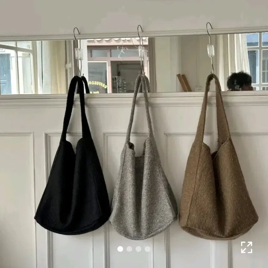 [BUNJANG] Lily Deli Shopper Bag Set / 에이블리) 파우치SET 델리쇼퍼백 릴리 모직 쇼퍼 숄더백 빅백 호보백