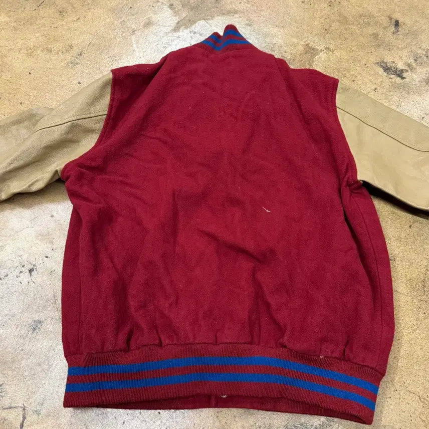 [BUNJANG] maverick Red K Logo Leather Baseball Jacket / [정품/L] maverick 레드 K 로고 레더 야구 점퍼
