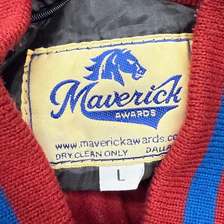 [BUNJANG] maverick Red K Logo Leather Baseball Jacket / [정품/L] maverick 레드 K 로고 레더 야구 점퍼