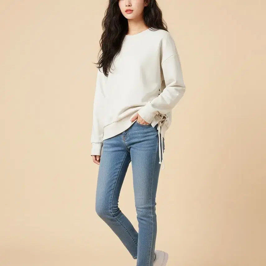 [BUNJANG] IRO Lace-Up Cotton Sweatshirt / 이로[IRO] 사이드 레이스업 코튼 맨투맨 스웨트셔츠