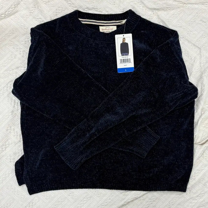 [BUNJANG] Weatherproof Navy Velvet Knit Sweater (L) / Weatherproof 네이비 벨벳 니트 L 새상품