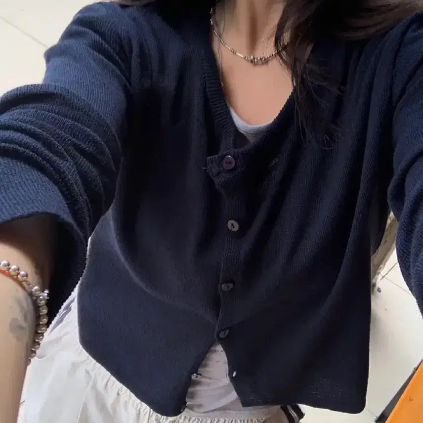 [BUNJANG] Round Cardigan / 워무드마인 비기닝 린넨 니트 라운드 가디건