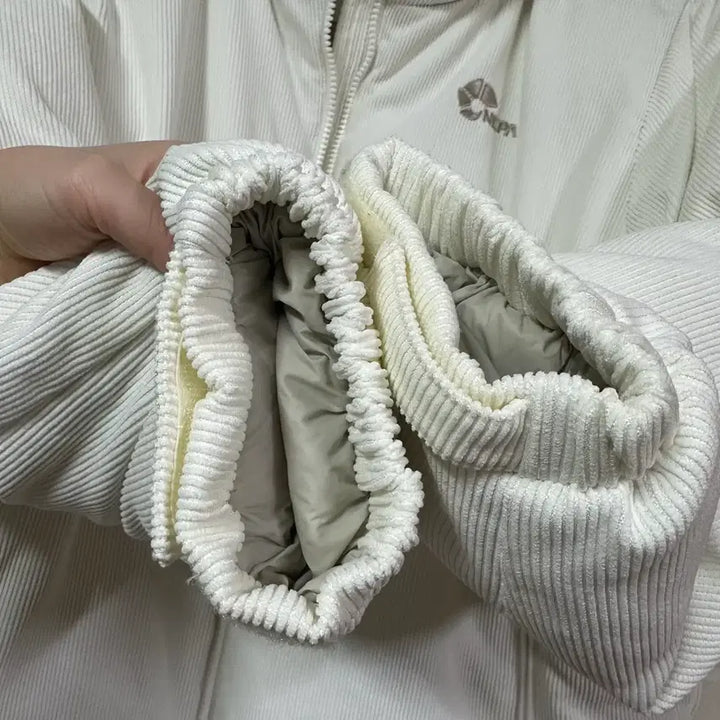 [BUNJANG] Nepa Corduroy Ivory Padding Jacket / 네파 코듀로이 골덴 아이보리 패딩
