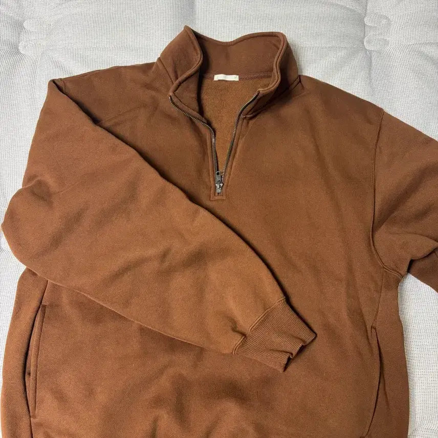 [BUNJANG] GU Half-Zip Sweatshirt (Brown) - Men's / (M) GU 하프집업 스웻셔츠
