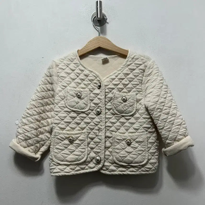 [BUNJANG] Merrygoround Ivory Quilted Jacket & Skirt Set (Kids 100) / 메리고라운드  아이보리 퀼팅 자켓 스커트 세트 키즈 100사이즈