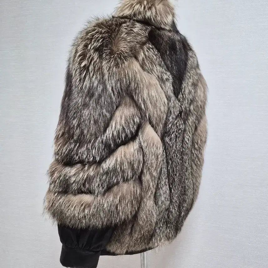 [BUNJANG] OV High Fashion Fox Fur Jacket (Size 55) / 오브이 하이패션 여우털 자켓 55