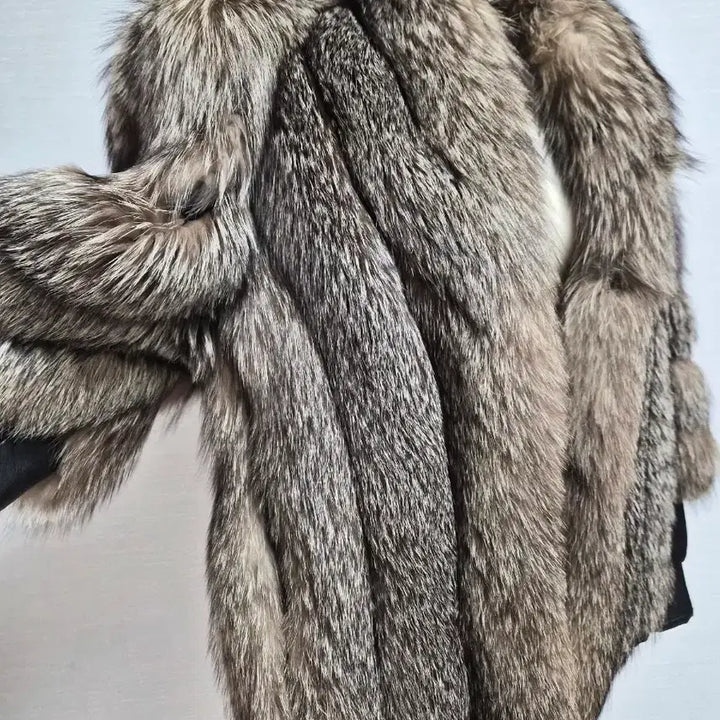 [BUNJANG] OV High Fashion Fox Fur Jacket (Size 55) / 오브이 하이패션 여우털 자켓 55