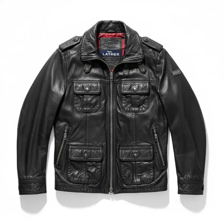 [BUNJANG] Superdry Real Leather Jacket Black M / 슈퍼드라이 리얼 레더 자켓 블랙 M