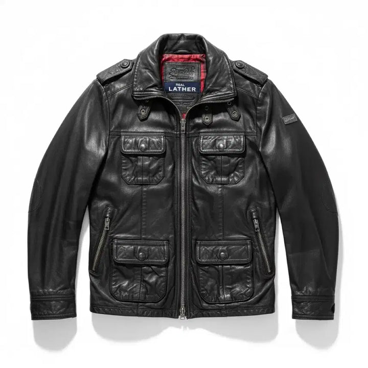 [BUNJANG] Superdry Real Leather Jacket Black M / 슈퍼드라이 리얼 레더 자켓 블랙 M