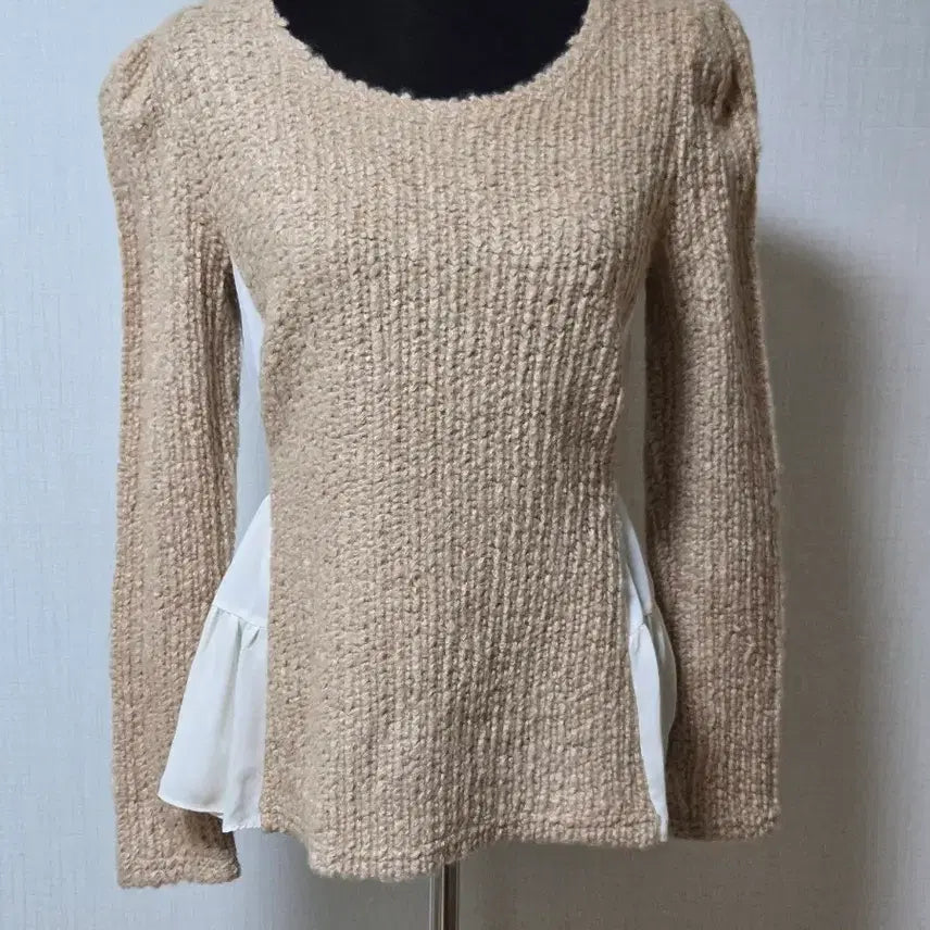 [BUNJANG] Vanessa Knit Top / (바네사 ) 부끌니트 베이지 아이보리 시스루 배색
