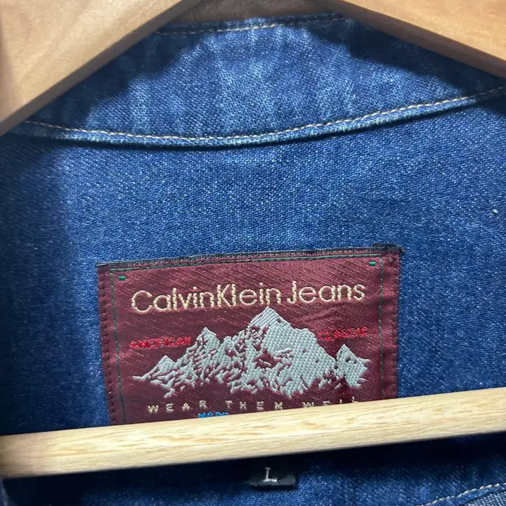 [BUNJANG] Calvin Klein Denim Jacket / 캘빈클라인 데님 자켓 블루종 배색 카라 L