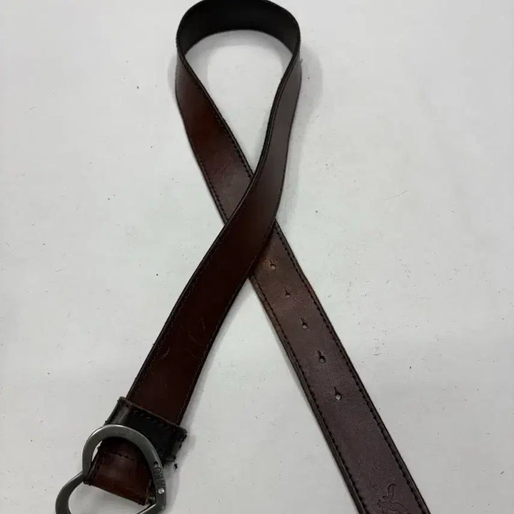 [BUNJANG] ROMANTTE Heart Buckle Brown Leather Belt / 빈티지 웨스턴 하트 버클 브라운 레더 벨트