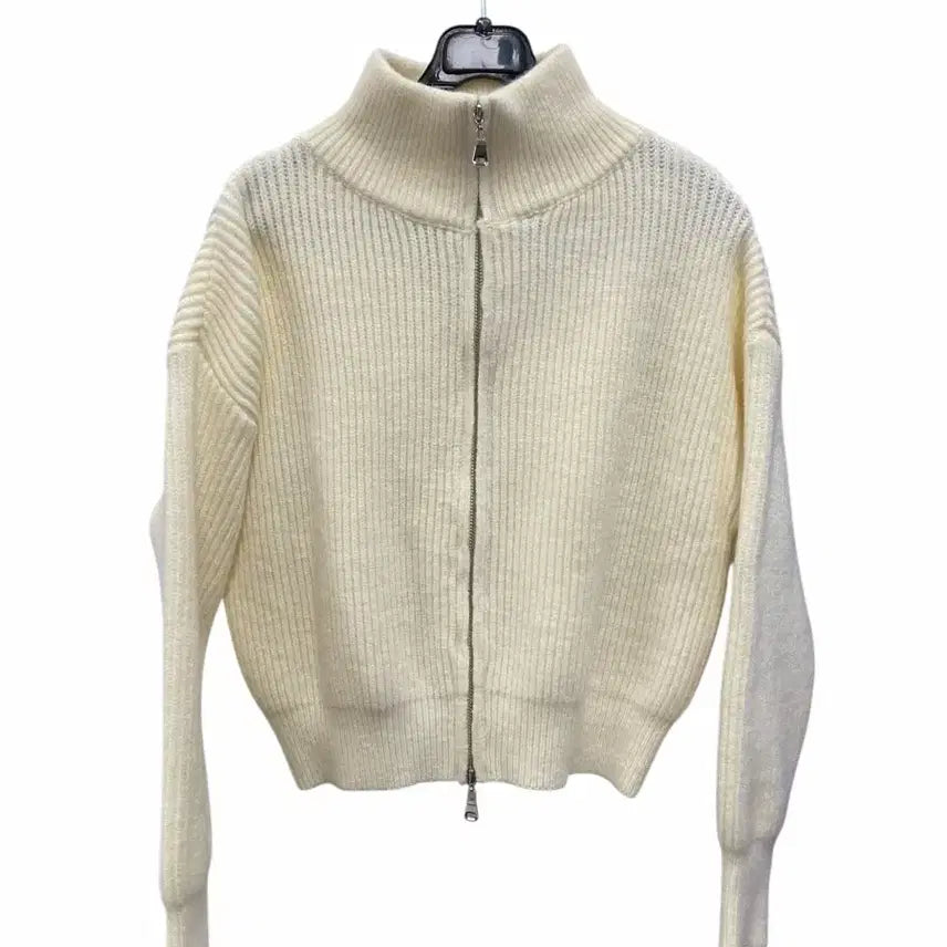 [BUNJANG] F 2-Way Ivory Knit Zip Cardigan / 여성F/ 2way  아이보리 니트 집업 가디건