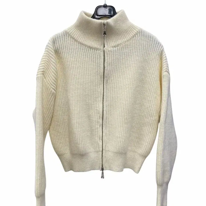 [BUNJANG] F 2-Way Ivory Knit Zip Cardigan / 여성F/ 2way  아이보리 니트 집업 가디건