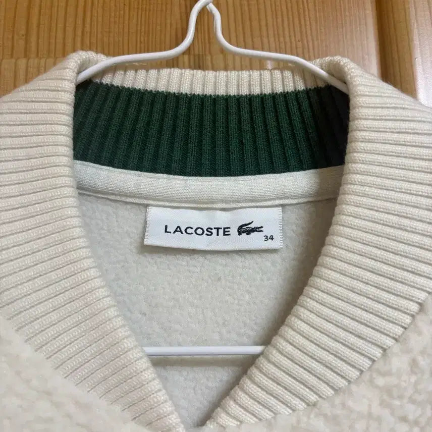 [BUNJANG] Lacoste White Sherpa Jacket / 라코스테 화이트 뽀글이 덤블 점퍼