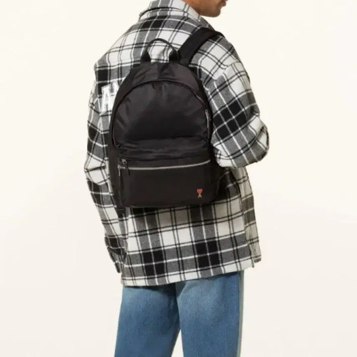 [BUNJANG] Ami Nylon &amp; Leather Backpack / 정품 아미 백팩 나일론 레더 가방 남녀공용