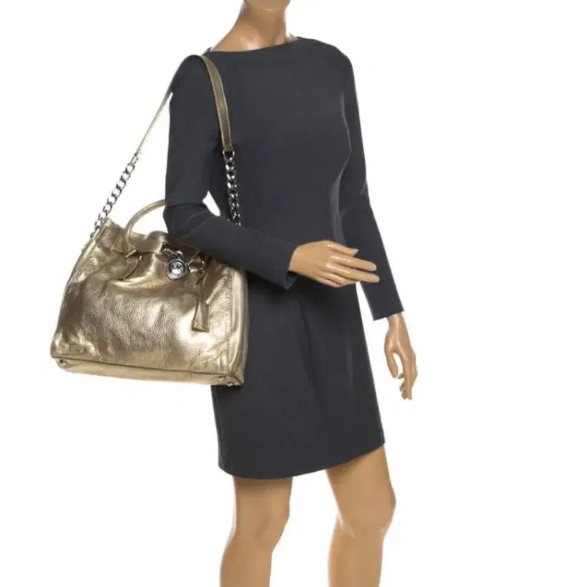 [BUNJANG] Michael Kors Hamilton Leather Tote Shoulder Bag Gold / (새상품)마이클 코어스 해밀턴 가죽 토트 숄더백 골드