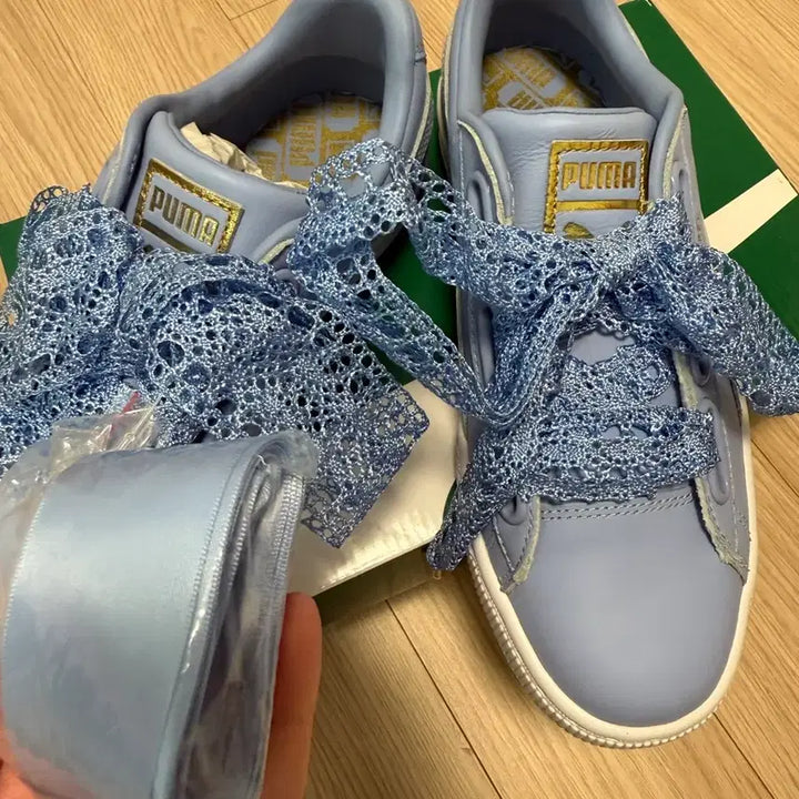 [BUNJANG] Puma Ribbon Lace Sneakers 230mm / 새상품 브랜드 푸마 리본 레이스 스니커즈 운동화 230 +1개 새틴끈