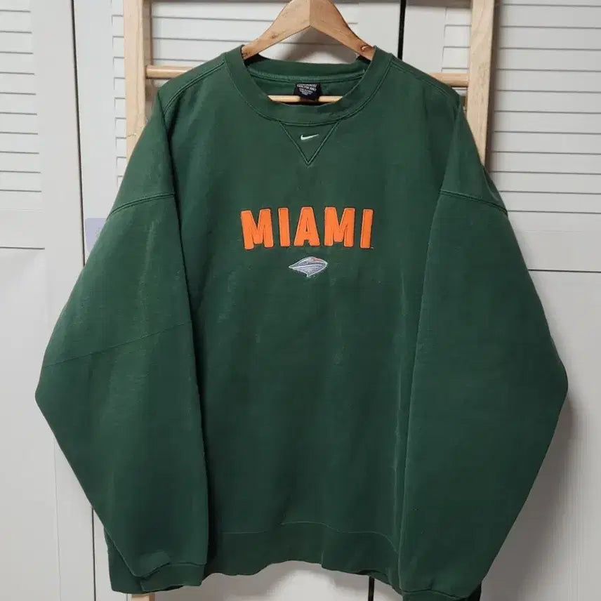 [SOLD OUT] 3XL 나이키 마이애미 빅사이즈 딥그린 오버핏 맨투맨 올드스쿨