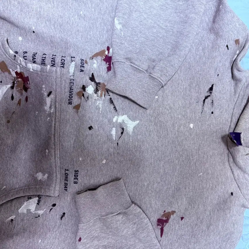 [BUNJANG] 0size Blind File Paint Gray Hoodie / [0size]블라인드파일즈 페인트 그레이 회색 후드