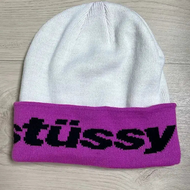 [BUNJANG] Stussy Helvetica Jacquard Beanie White / 스투시 헬베티카 자카드 비니 화이트