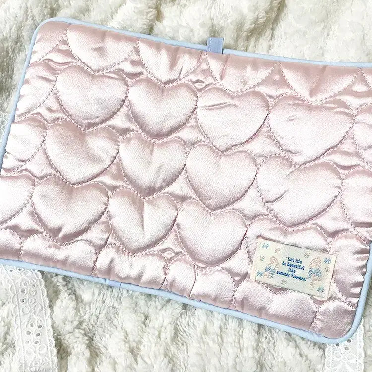 [BUNJANG] Handmade Satin Bold Heart A6 Diary Cover / 핸드메이드 새틴 볼드 하트 A6 다이어리 커버