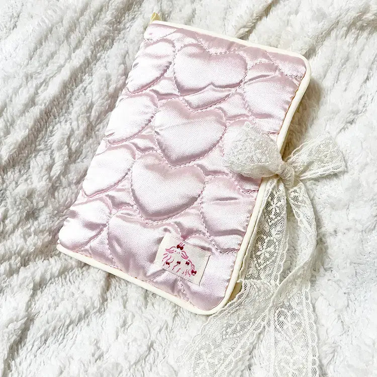 [BUNJANG] Handmade Satin Bold Heart A6 Diary Cover / 핸드메이드 새틴 볼드 하트 A6 다이어리 커버