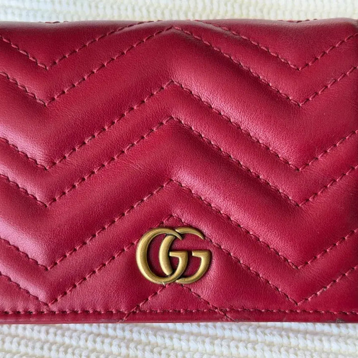 [BUNJANG] Gucci GG Marmont Card Case Red / 구찌 GG 마몽 카드 케이스 레드
