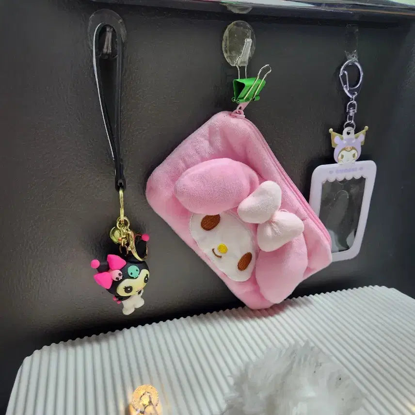 [BUNJANG] My Melody &amp; Kuromi Pouch, Keyring, Card Holder Bundle Set / "마이멜로디와 쿠로미" [파우치. 키링.카드홀더]