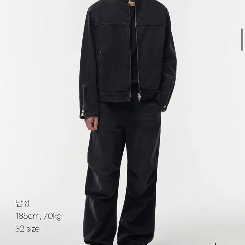 [BUNJANG] Musinsa Standard Washed Black Denim Parachute Pants / 무탠다드 데님 파라슈트 팬츠 워시드 블랙