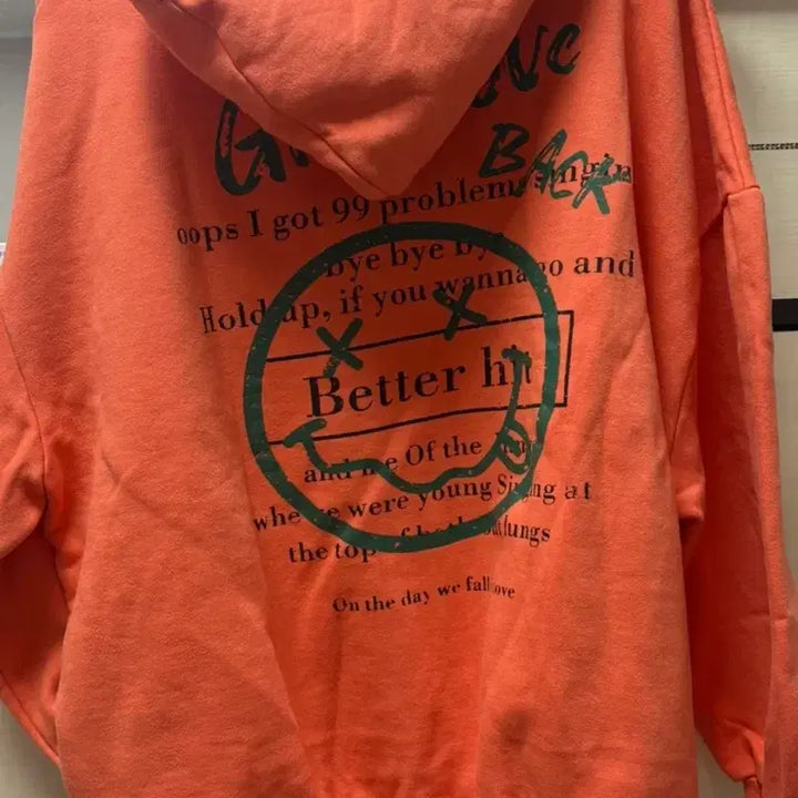 [BUNJANG] Orange Smile Hoodie / 오렌지 스마일 프린팅 후드티