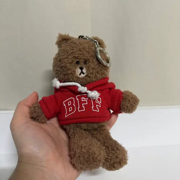 [BUNJANG] Line Friends Brown Red Hoodie Keyring / 라인 프렌즈 브라운 빨간후드티 키링