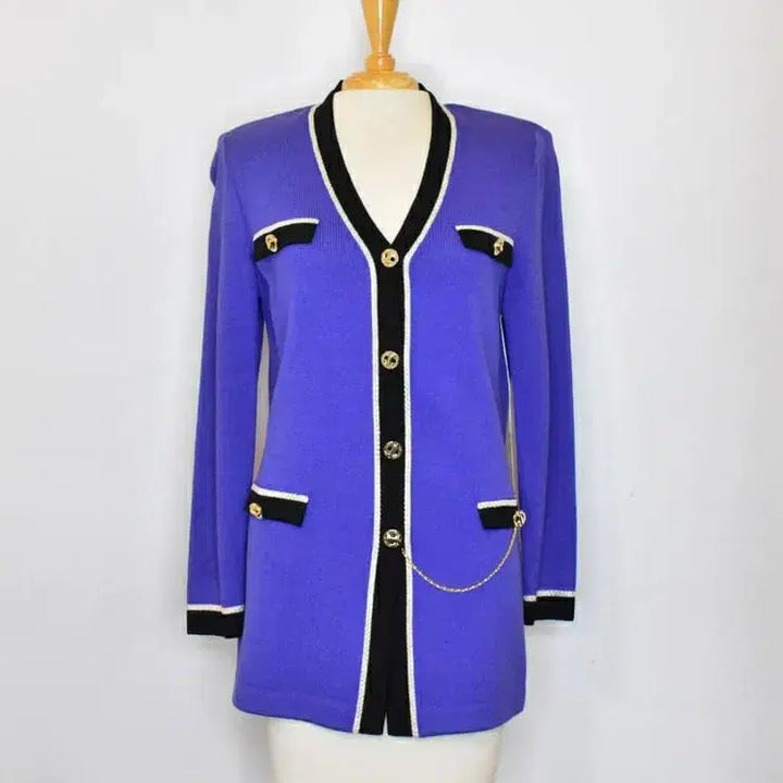 [BUNJANG] ST. JOHN Collection Luxury Beaded Trim Long Jacket / 드라이완료)명품 ST.JOHN 센존 컬렉션 럭셔리 비즈라인배색 롱 자켓