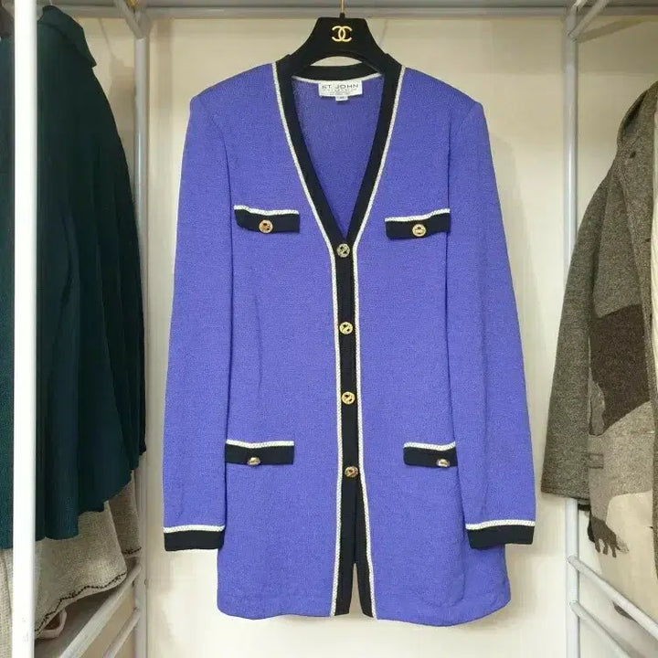 [BUNJANG] ST. JOHN Collection Luxury Beaded Trim Long Jacket / 드라이완료)명품 ST.JOHN 센존 컬렉션 럭셔리 비즈라인배색 롱 자켓